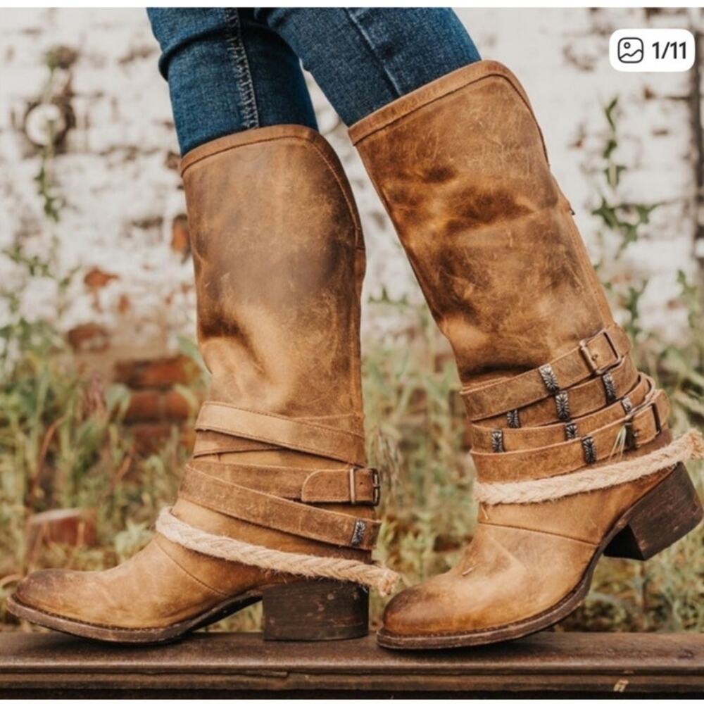 Freebird by Steven Brown Leather Buckle Boots - Picture 2 of 11